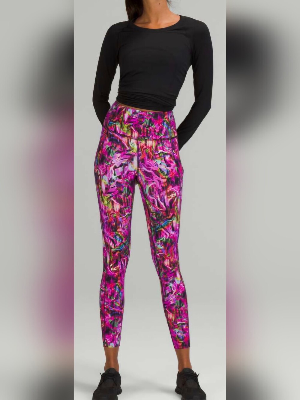 lululemon athletica Multicolor Pink/Black Abstract Leggings